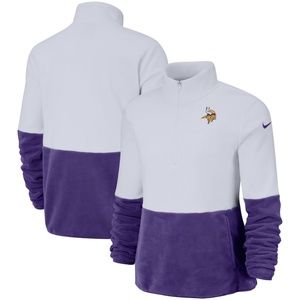 Minnesota Vikings Nike Women's Therma Fleece Half-Zip Pullover Jacket - White